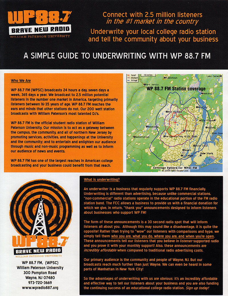 Brave New Radio Underwriting Flyer