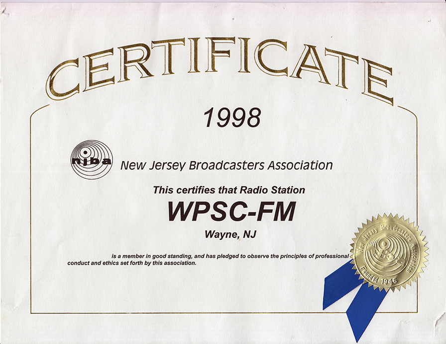 NJ Broadcaster's Association 1998 Membership