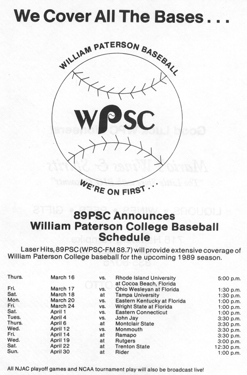 WPSC Baseball Spring 1989